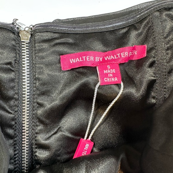 Walter By Walter Baker Black Ruched Chiffon Strapless Party Mini Dress NWT S - Picture 13 of 16